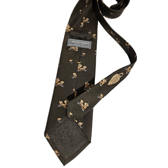 HUNTING WORLD Green Elephant Silk LUXURY Tie HANDMADE ITALY - Picture 2 of 6